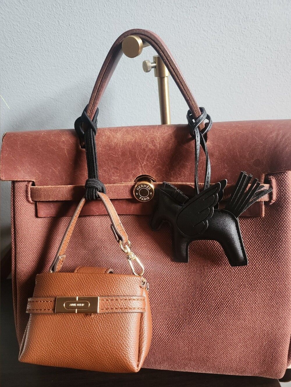 Hermes Herway Herbag 2 Bags In Brown & Beige Canvas And Leather Backpack/handbag - Picture 9 of 16